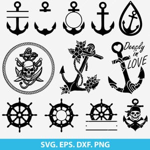 Anchor SVG, Skull Anchor svg, nautical SVG, sailor SVG, boat anchor design, ocean-themed crafts, beach decor, dxf, eps, png