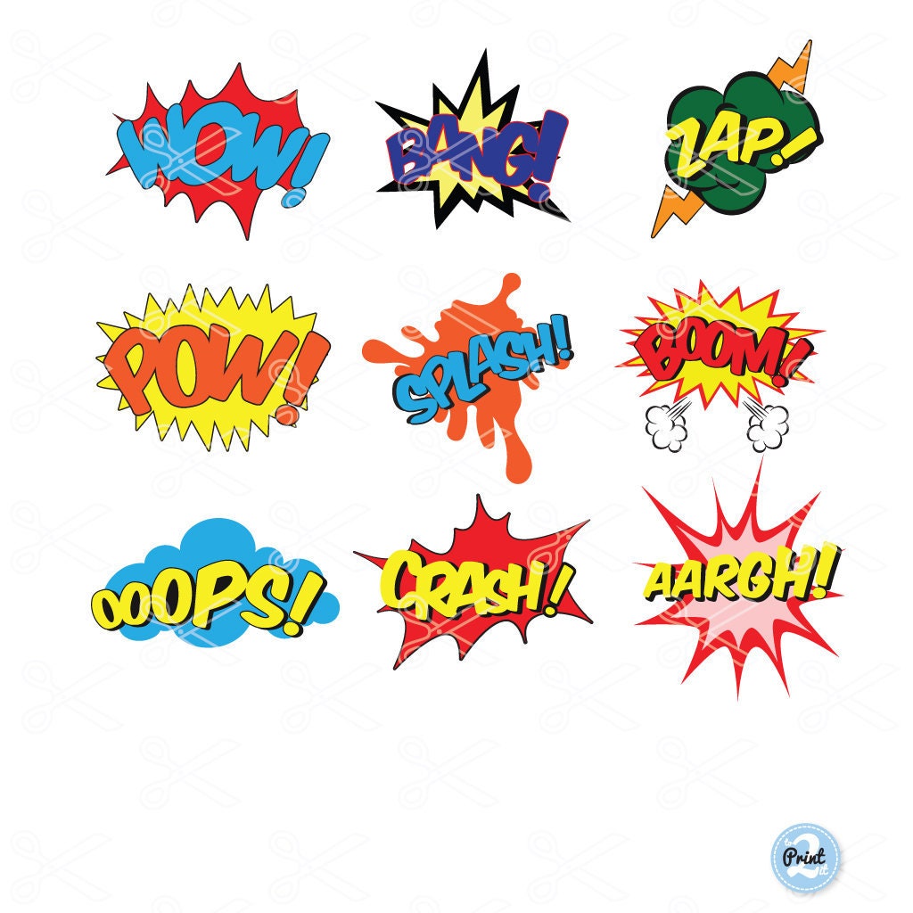 Download Superhero SVG file DXF PNG Eps Cut File Boom Bang Wow | Etsy