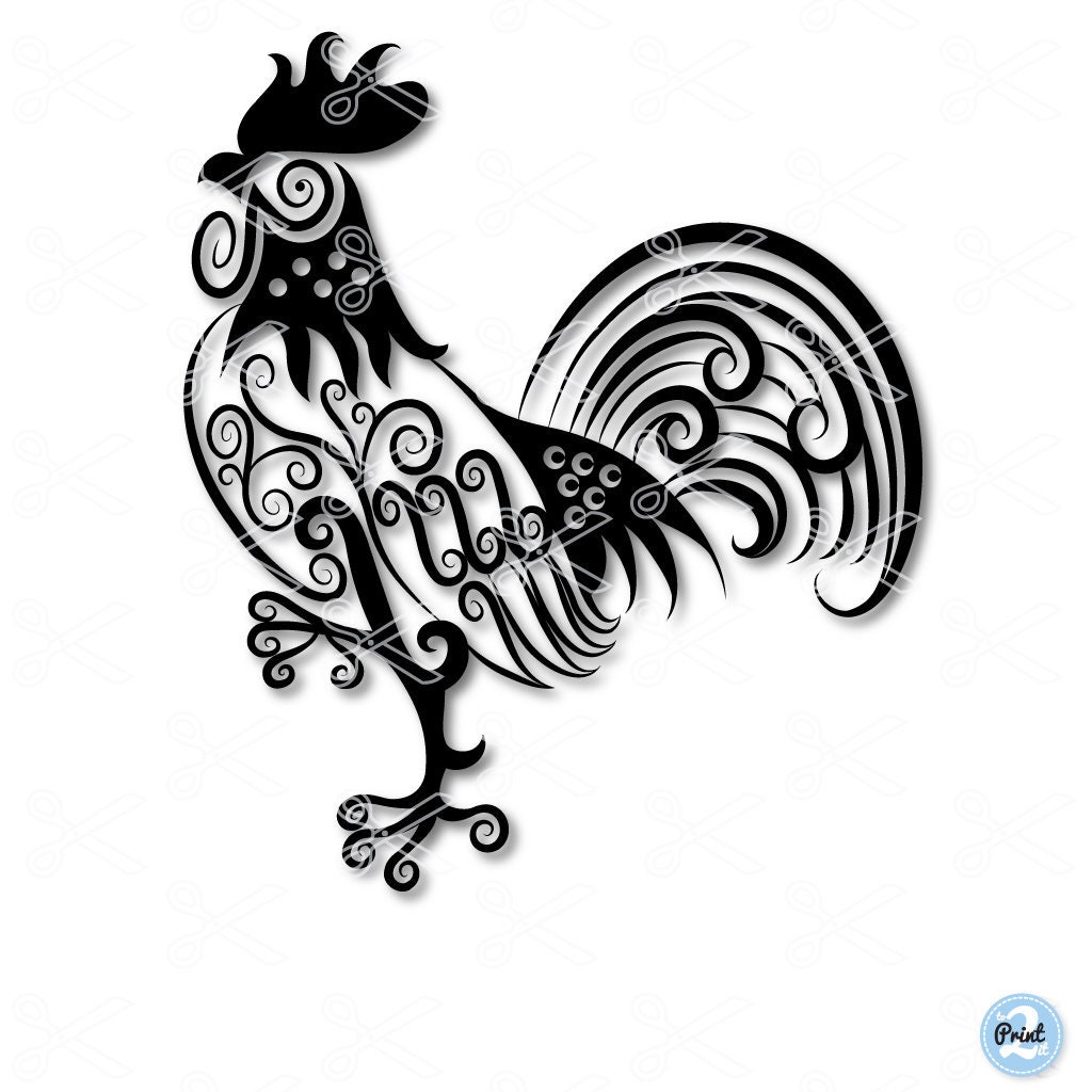 Download Rooster SVG DXF PNG Eps Cut Files Rooster Floral Mandala ...