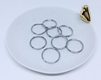 Key ring, charm rings Lot of 10, Silver - 25 mm