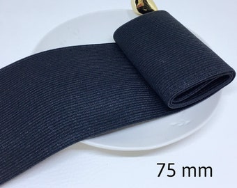 Flat elastic, flat elastic white or black width 75 mm (7.5 cm)