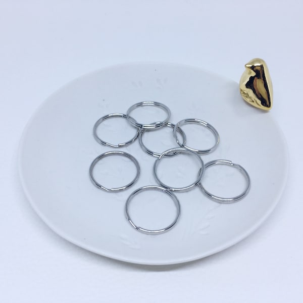 Anneau porte-clés,anneaux breloques Lot de 10,Argenté - 25 mm