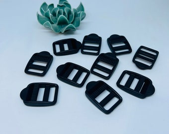 Plastic sliding buckle for 20 mm webbing - Black Lot 10