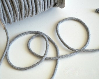Cordon coton tressée, corde souple et doux couleur Blanc ou Gris diamètre 5 mm