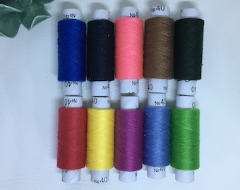 Thread number 40 different colors set of 10 spools