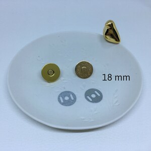 Imán, cierre magnético para bolsa, vendido en lotes de 10 piezas 18 mm, Color Gold