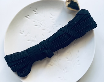 Black braided elastic ribbon width 8 mm price for 4 m