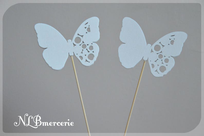 Papillons ou Cœur sur tige pour accessoiriser votre déco ou art floral Lot de 2 Papillon