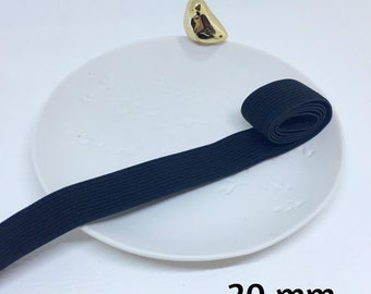 Flat elastic, black flat elastic ribbon ribbed at the edge, several sizes available 2 cm, 3 cm, 3.5 cm, 4 cm, 5 cm, 6 cm, 8 cm