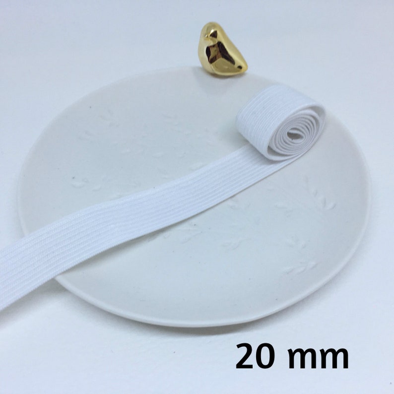 Élastique plat, ruban élastique Blanc côtelé au bord, plusieurs tailles disponibles 2 cm, 3 cm, 4 cm, 5 cm, 5.5 cm, 7.5 cm, 8 cm image 1