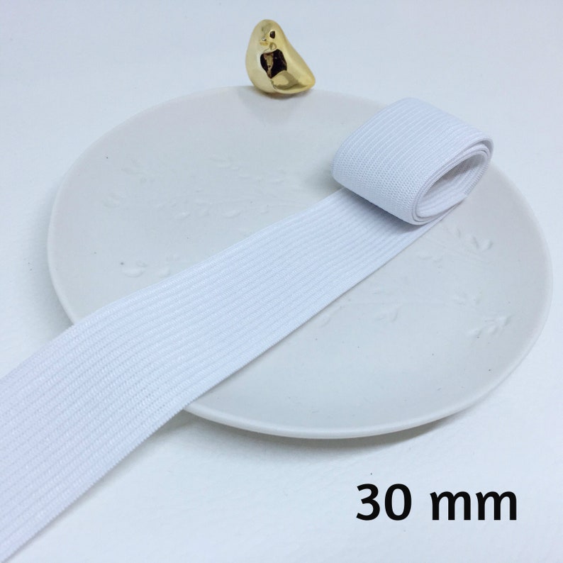 Élastique plat, ruban élastique Blanc côtelé au bord, plusieurs tailles disponibles 2 cm, 3 cm, 4 cm, 5 cm, 5.5 cm, 7.5 cm, 8 cm image 2