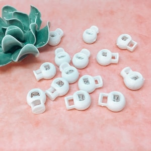 Cord stopper, ball cord stopper, hole diameter 7 mm, transparent cord stopper tip, pack of 10