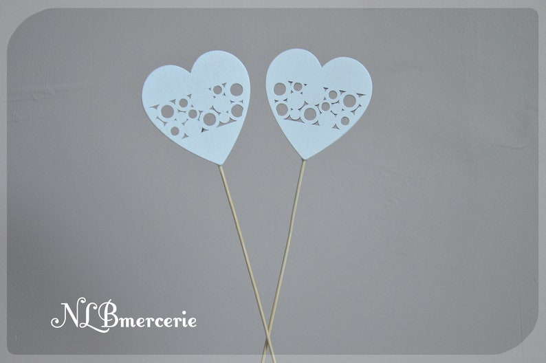 Butterflies or Hearts on stems to accessorize your decoration or floral art Set of 2 Cœur