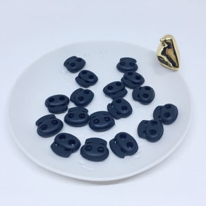 Cord stopper 2 holes black 18 x 17 mm and 23 x 20, hole diameter 5 mm or 6 mm pack of 10
