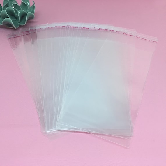 Sachets plastique transparent adhésifs 21 x 5 cm lot de 50