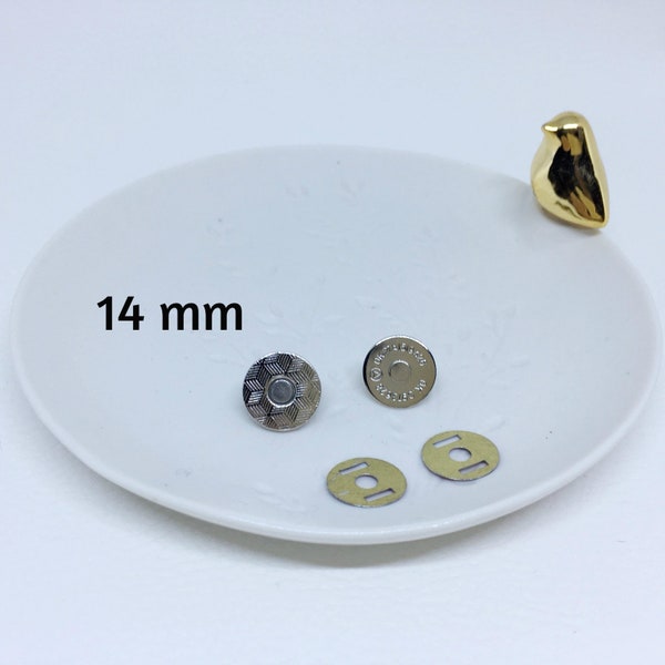 Magnet, magnetic clasp for bags, sold in batches of 10 pcs 14 mm, Nickel-plated color