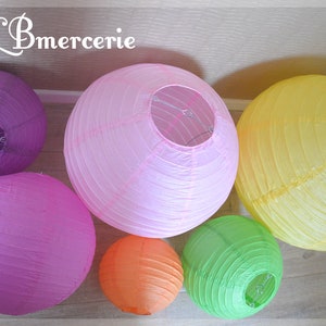 Lampions, Papier de riz, Lanternes, Boules chinoise plusieurs coloris, plusieurs diamètres 15 cm, 20 cm, 30 cm, 35 cm, 40 cm, vendus par lot image 1