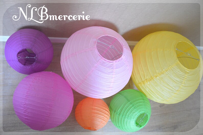 Lampions, Rice paper, Lanterns, Chinese balls several colors, several diameters 15 cm, 20 cm, 30 cm, 35 cm, 40 cm, sold by lot image 1
