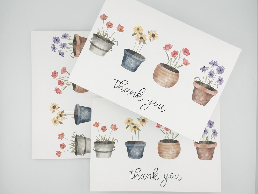 Flower Thank You Cards | Set of 10 | Thank You Cards | Thank You Cards ...