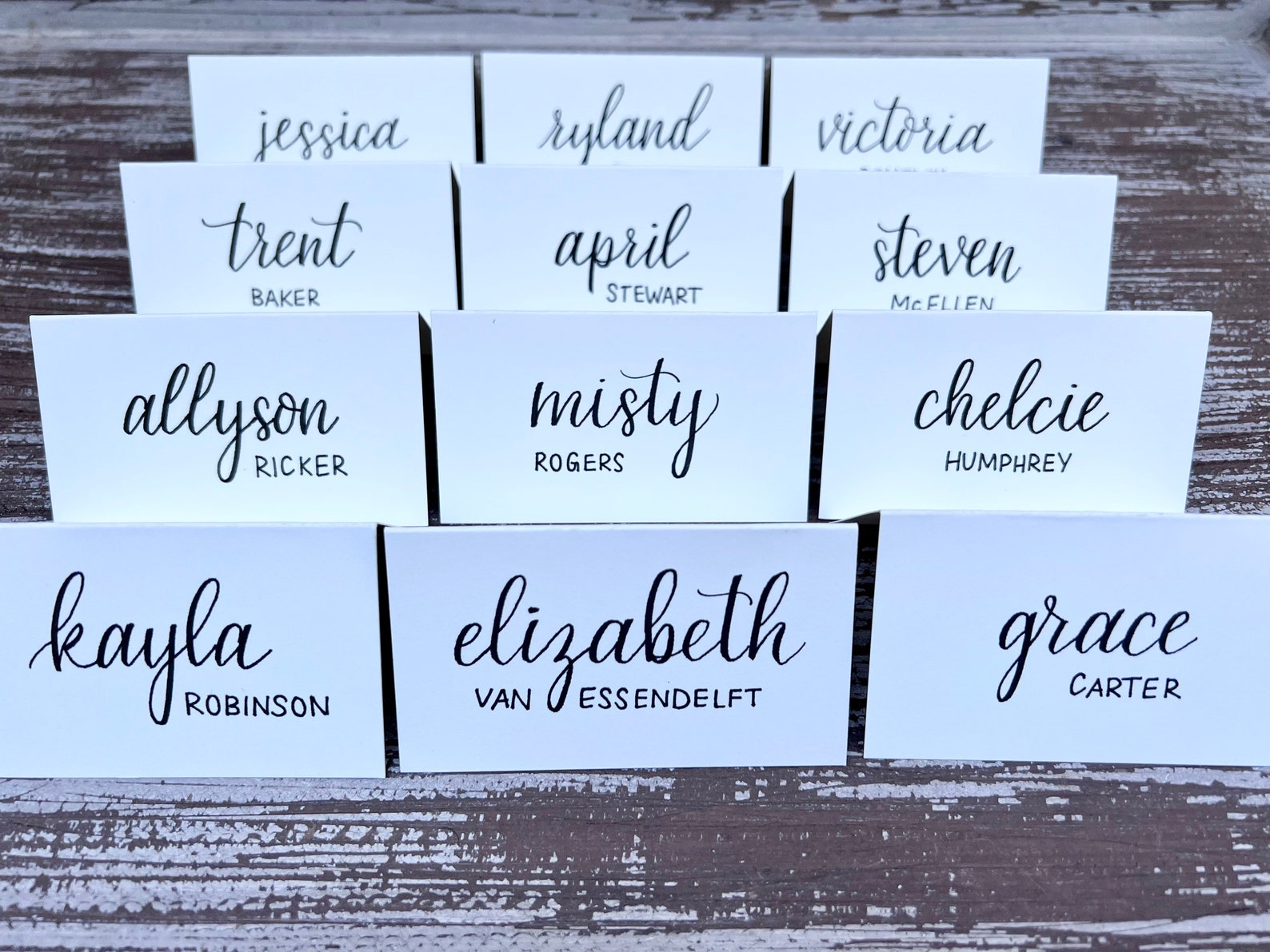 Hand Lettered Place Cards Calligraphy Place Cards Wedding Etsy