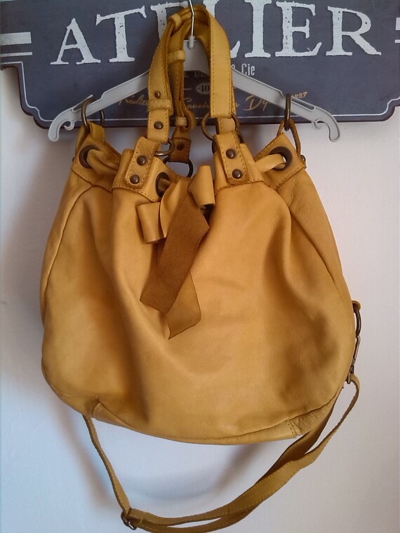 mustard yellow leather bag