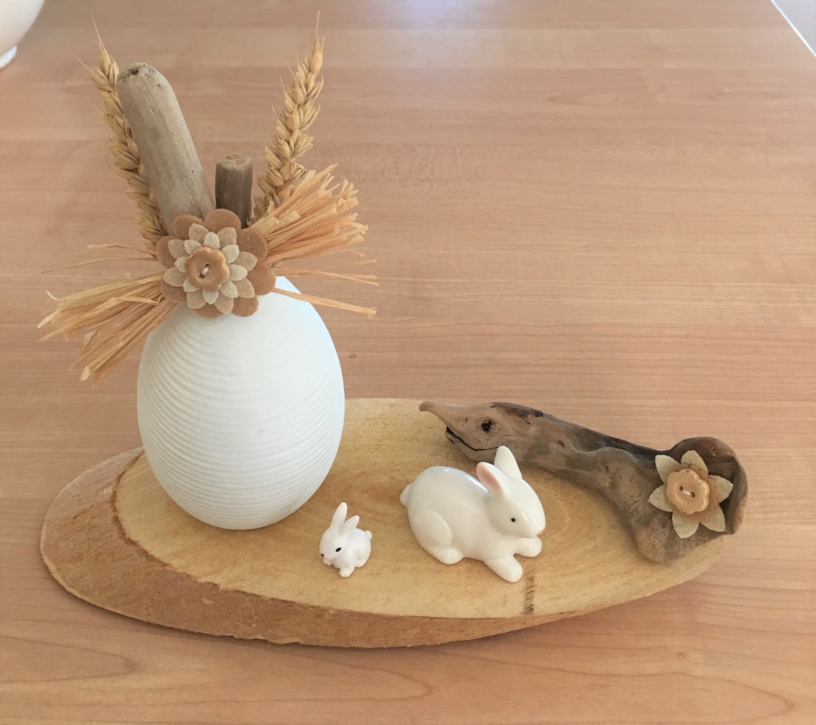 Vase Bois Flotté et Lapin