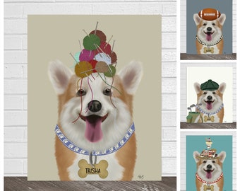 Welsh Corgi DIGITAL DOWNLOAD Dog Portrait Custom and Personalized, Pembroke Corgi Custom Illustration Pet portrait print gift for dog lover