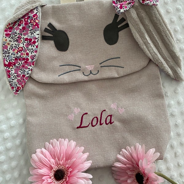 Sac à dos lapin Liberty - Personnalisable avec le prénom de votre petit bout