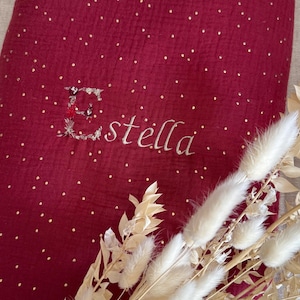 Personalized gold polka dot baby blanket