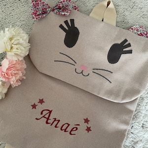 Sac à dos chat pour enfant Liberty Wiltshire bud - Personnalisable avec le prénom de votre petit bout