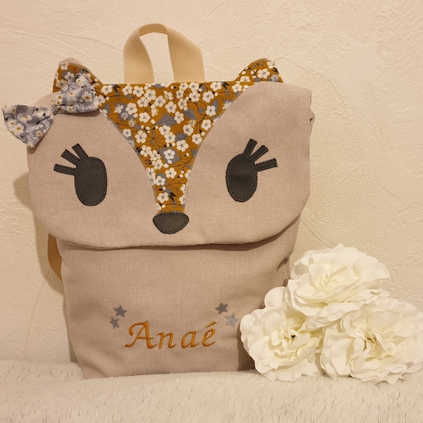 Sac à dos enfant Liberty Mitsi moutarde - Personnalisable avec le prénom de votre petit bout