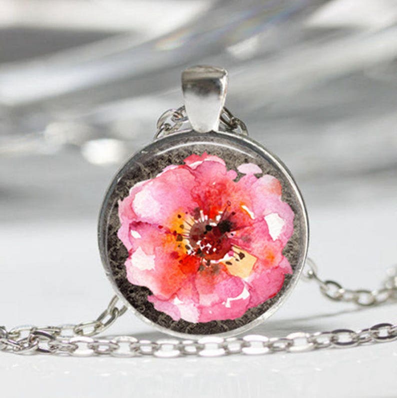 jewelry flower Glass cabochon necklace