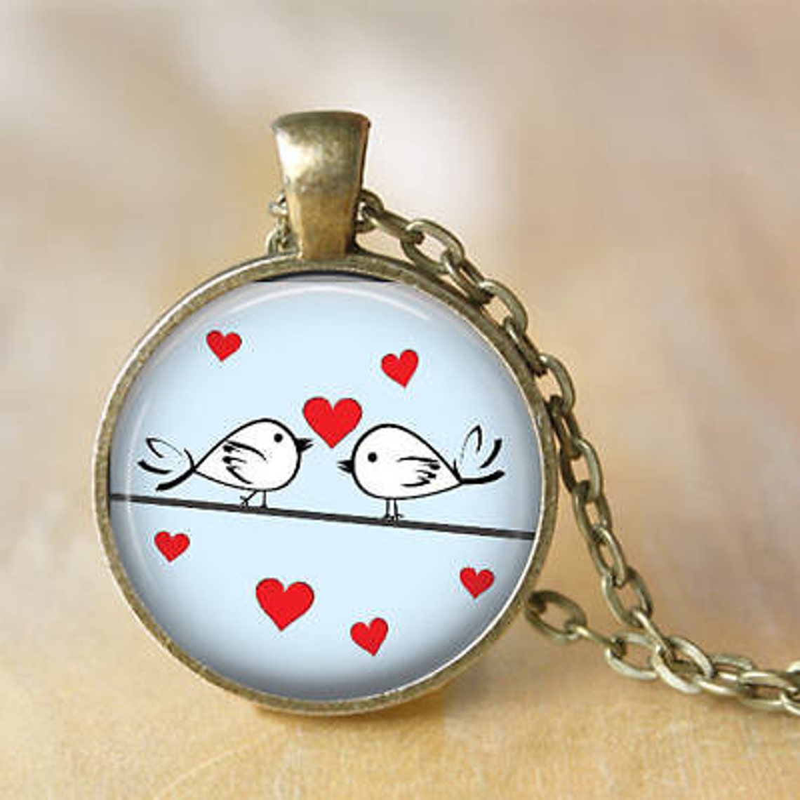 Necklace love Birds Love Birds Cabochon Glass Etsy Australia