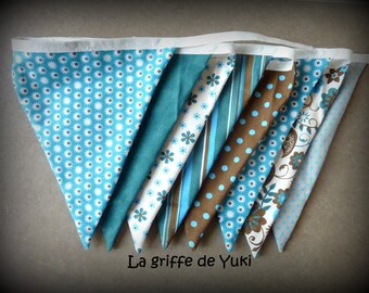 Bunting in turquoise and brown tones