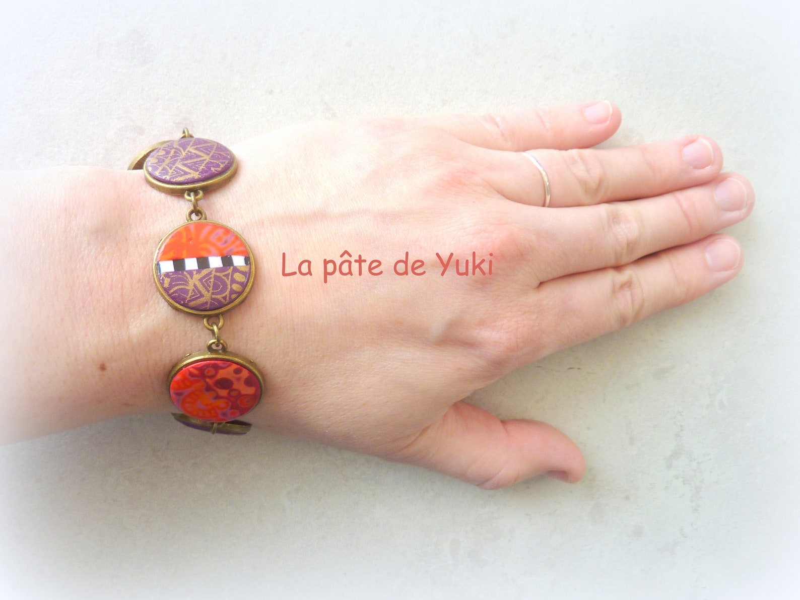 Bracelet Vintage Argent Cabochon Perle Grise - Bijou Cercle - B4350