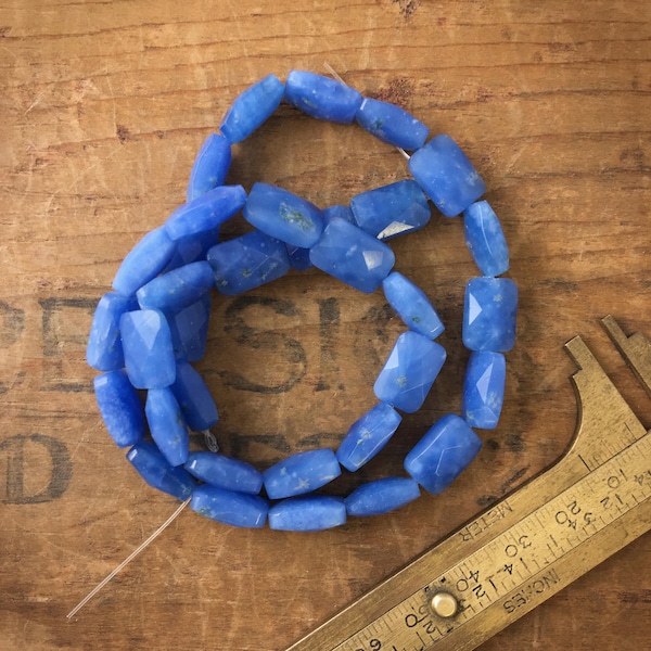 12mm Blue Quartz Faceted Rectangular Beads S13