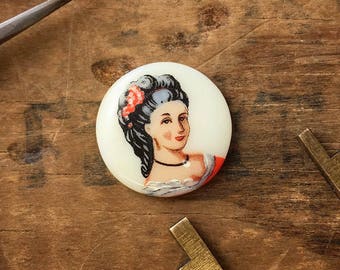 Vintage Señorita Cameo | Flamenco Dancer Cameo | Carmen Miranda | Retro Portrait Cameo | Pinup Portrait Cabochon | 1950's | 4pcs | C13