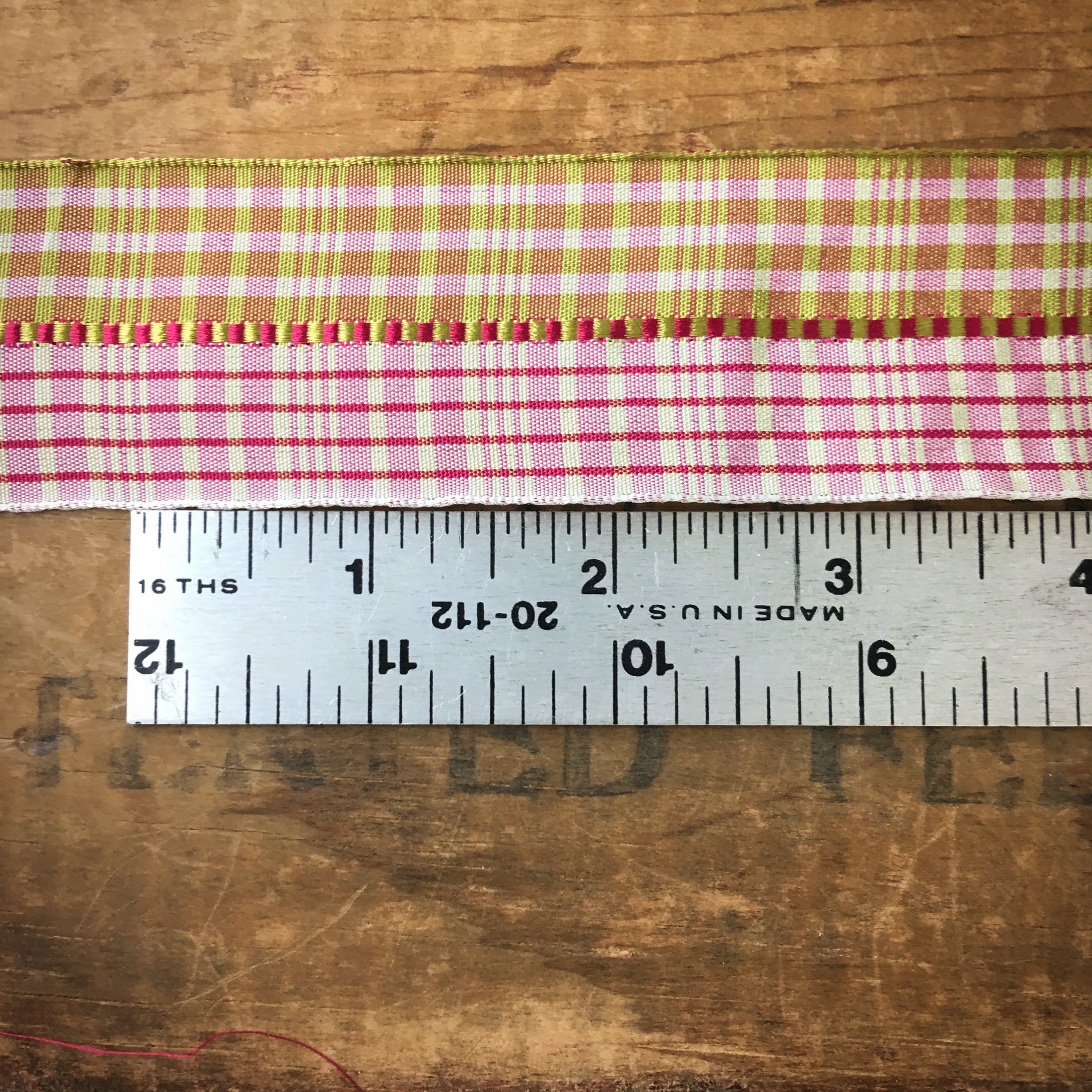 1 1/2 Inch Polyester Wired Green Red and Pink Plaid Taffeta | Etsy