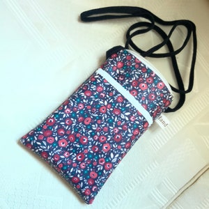 Custodia per I Phone/cotone rivestito/impermeabile/stile Liberty/tasca frontale foderata/chiusura con zip/fodera in velluto spesso liscio/tracolla