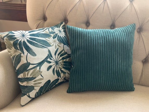 Cushion Covers 40x40cm furnishing Fabric green Leaves Linen Background corduroy interior Decoration home and Decoration Etsy