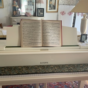 Keyboard cover for piano/digital and acoustic/upholstery fabric/black green bronze/lined thick and soft canvas/music room/