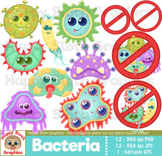 Bacteria Clipart Set, Personal and Commercial Use Vector School Teachers  Digital Clip Art Set. - Etsy