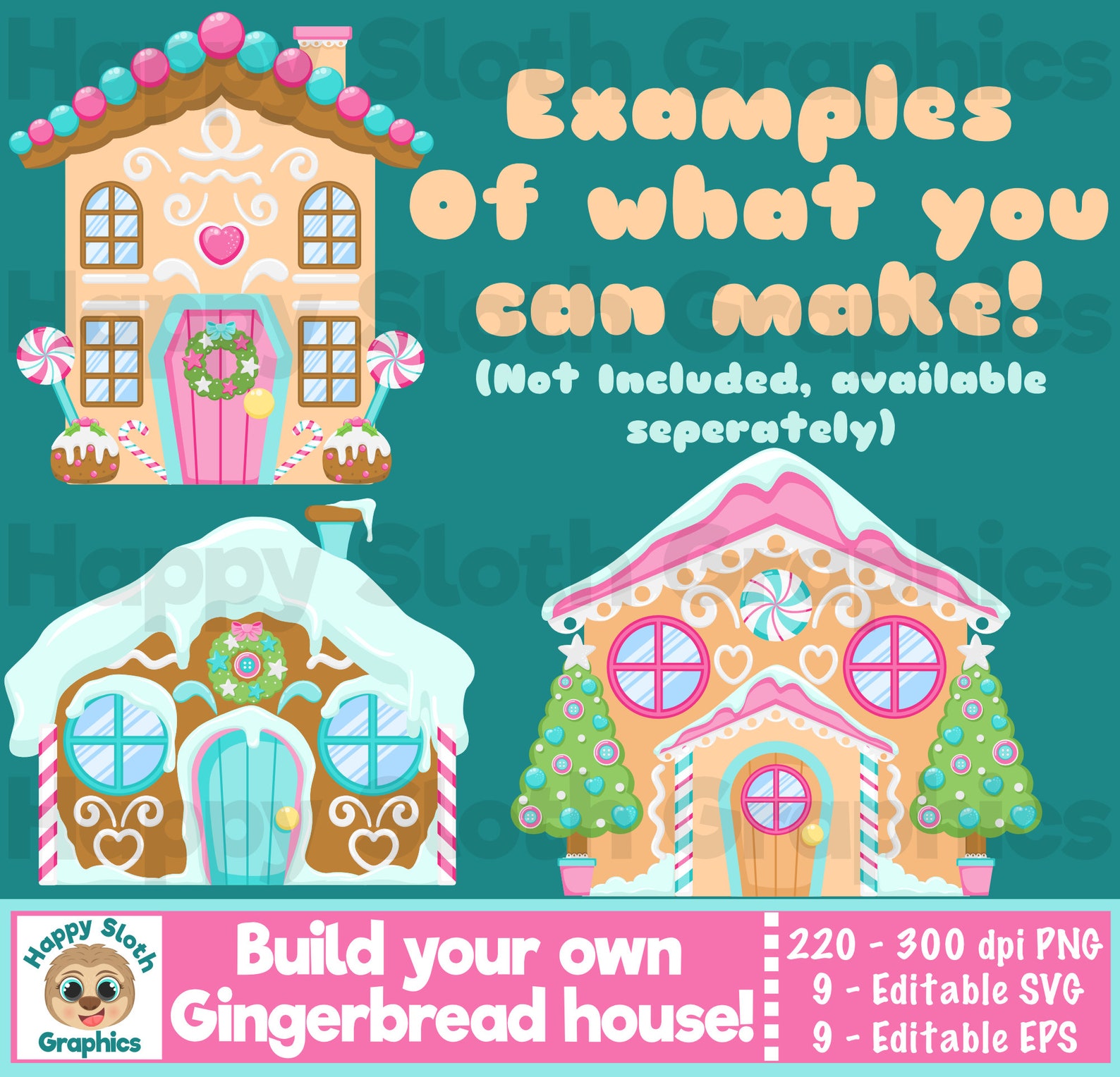 Mix and Match Gingerbread House Clipart Set Personal and Etsy