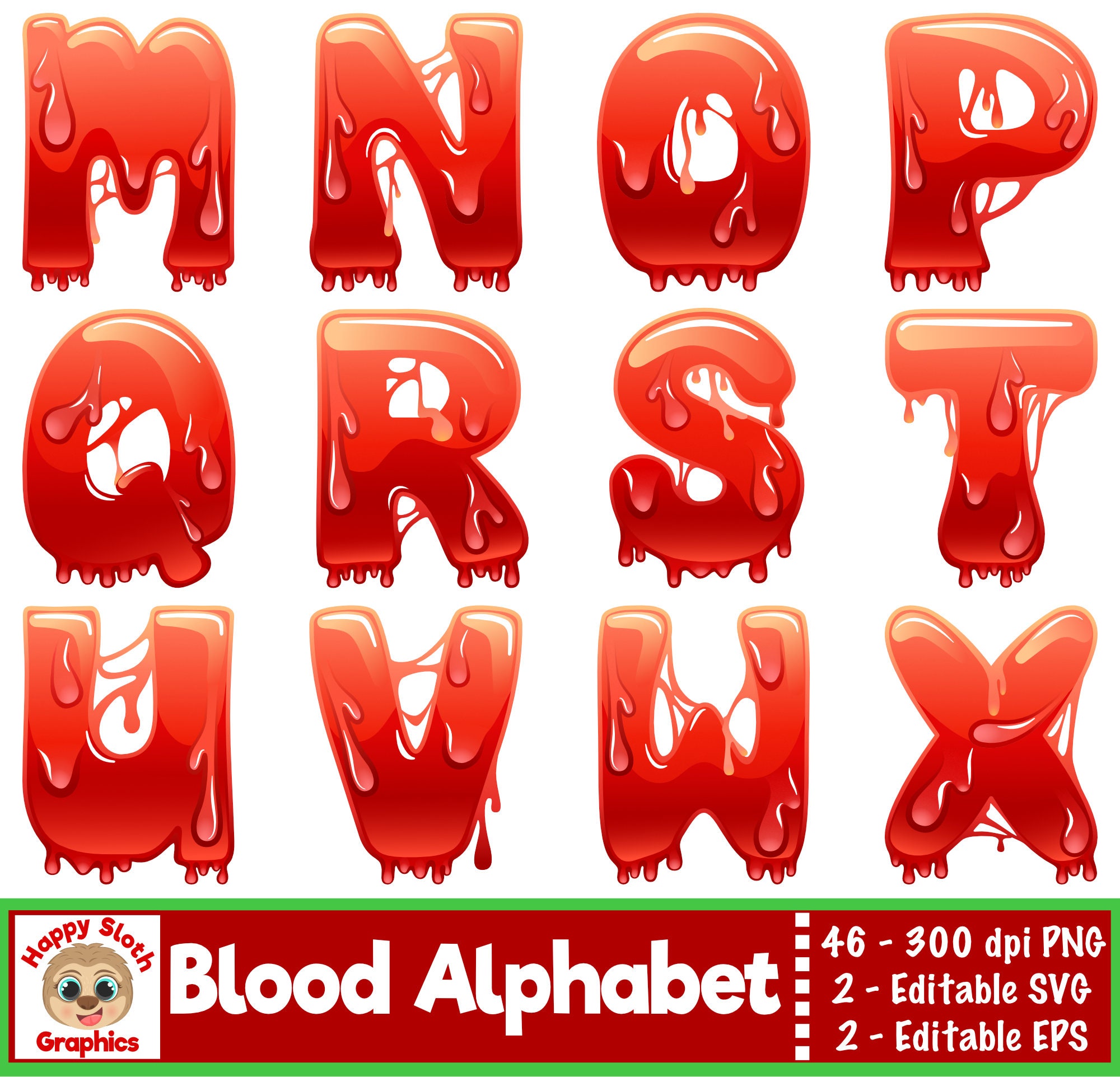 Blood Red Alphabet Clipart Set Personal and Commercial Use - Etsy