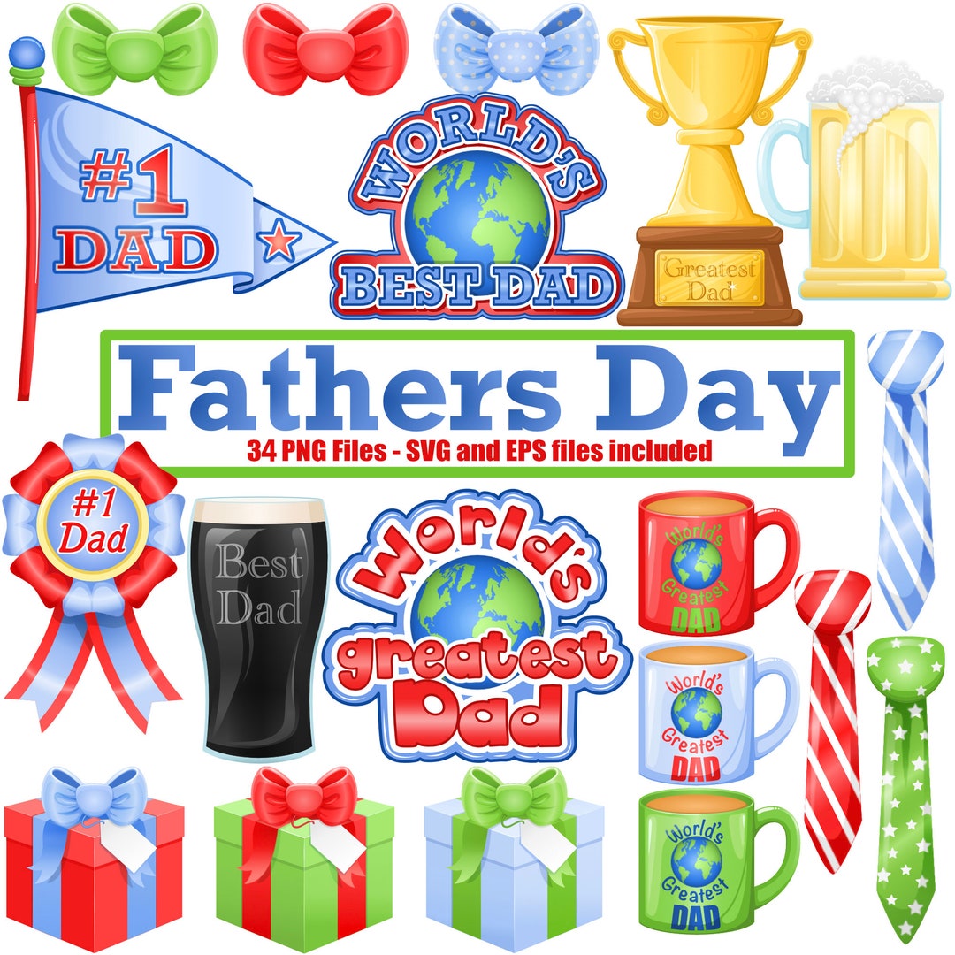 Fathers Day Clipart Set, Personal and Commercial Use Vector Fathering ...
