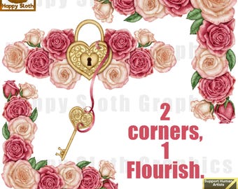 Angoli clipart di rose di San Valentino: download di PNG per stampa a sublimazione.