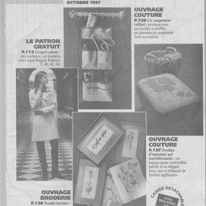 patron couture mode et travaux octobre 97 manteau