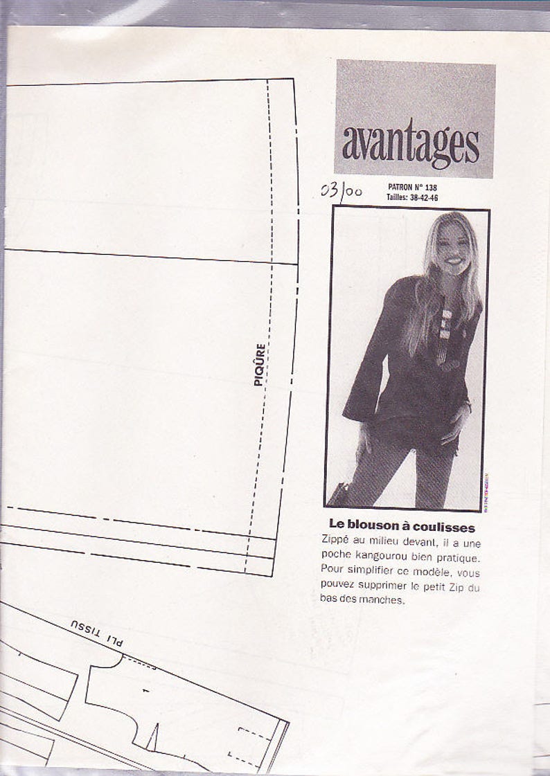 Advantage pattern slide-and-slide jacket n 138 March 2000 image 1