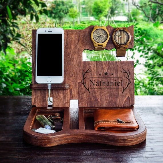 Docking Station Men Personalized Charging Organizer Family Desk Phone Stand Dock