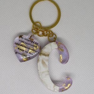 Personalized letter keychain | Purse Charm| Bag Charm | Custom made | Resin | Encouragement gift | Lavender | Gold